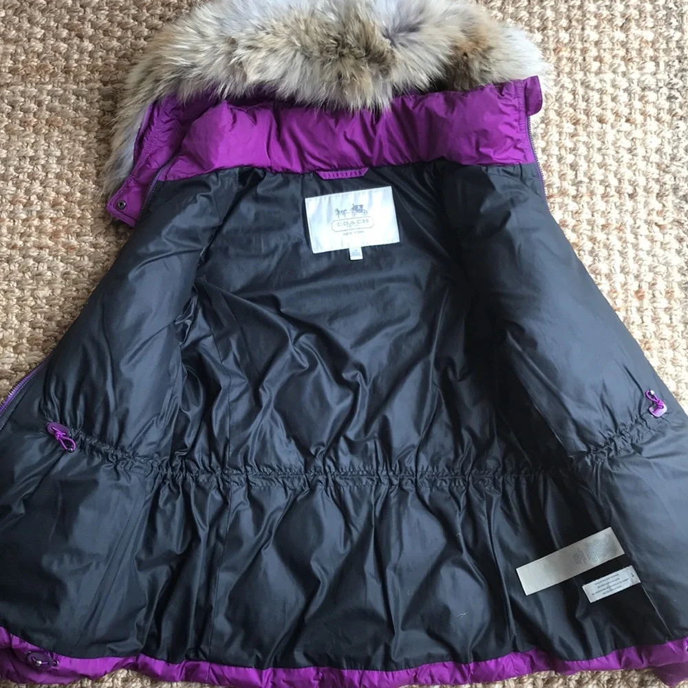 COACH Legacy Fur Trim 85 Percent Down Puffer Coat. Fur Trim. Size Large